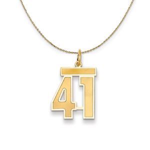 14k Yellow Gold, Jersey, Med Number 41 Necklace - 22 Inch